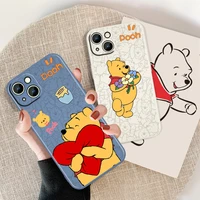 disney cute pooh bear for apple iphone 13 12 11 pro max mini xs xr x 8 7 6s 6 plus liquid silicone soft phone case coque