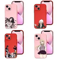 anime danganronpa phone case red pink for apple iphone 12 pro 13 11 pro max mini xs x xr 7 8 6 6s plus se 2020 shockproof cover