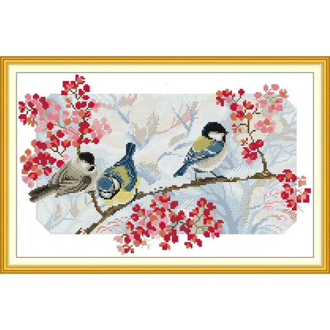 Soulgift News Набор для вышивки крестом "Три маленьких птицы"