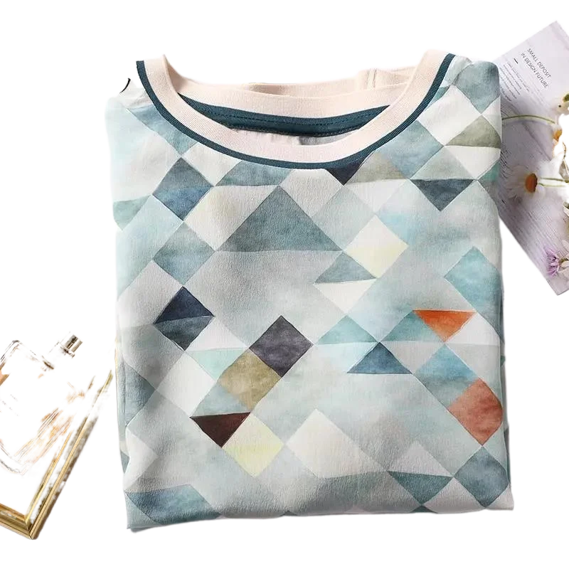 Женская свободная футболка с коротким рукавом шифоновая Однотонная рубашка