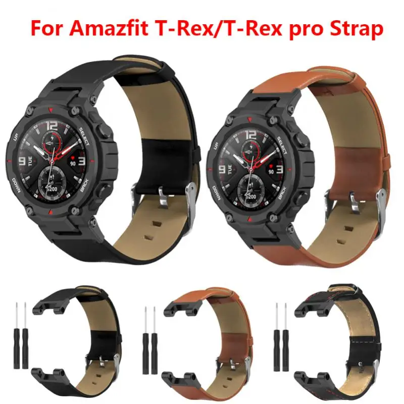 

Vintage Double-sided Cowhide Leather Strap For Huami Amazfit T Rex Watch Band Bracelet Replacement For Amazfit T-Rex