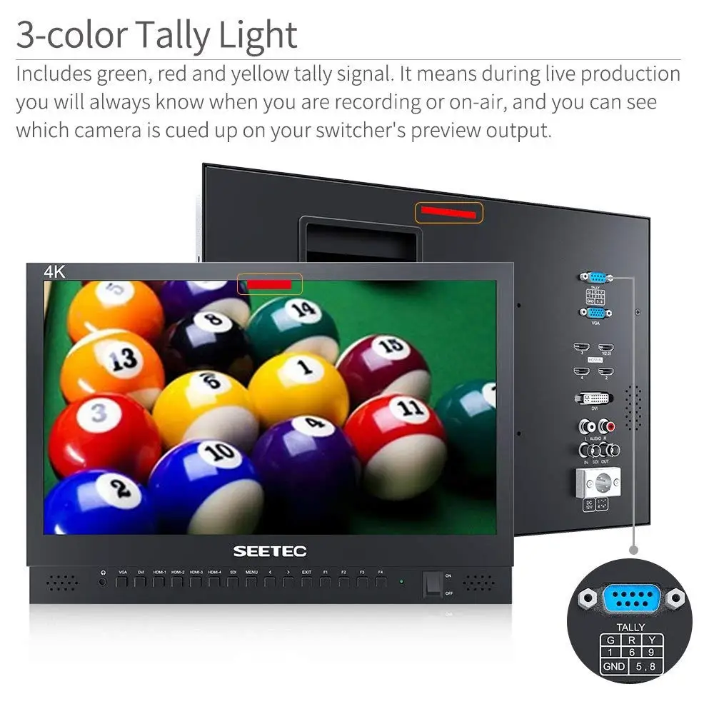 SEETEC SDI Вещательный монитор UHD 4K156-9HSD 15 6-дюймовый IPS 3G 3840x2160 4K Видеомонитор