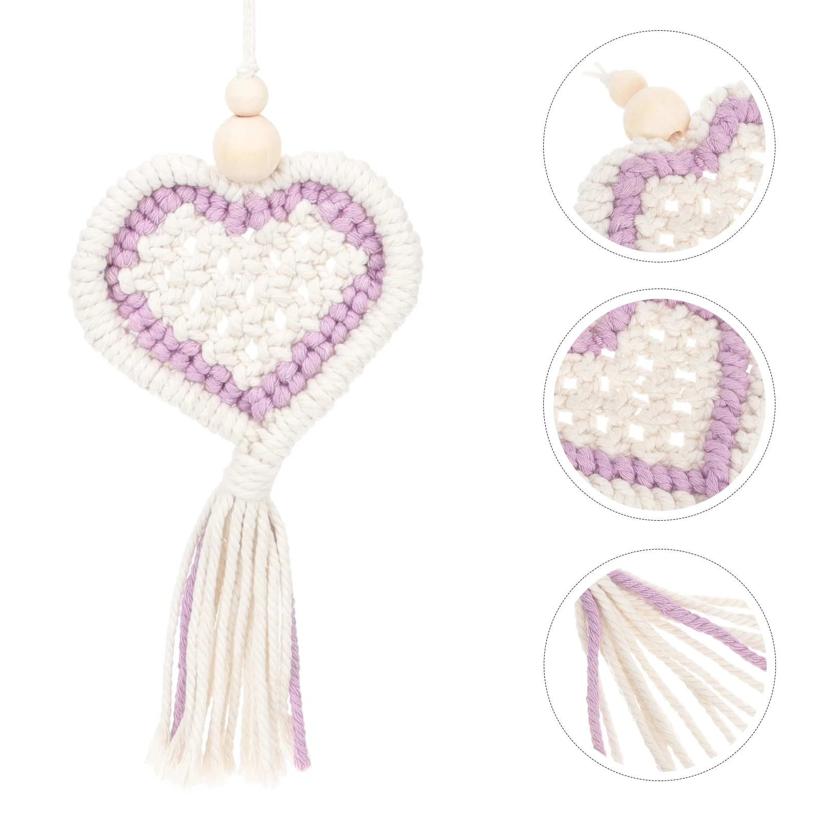 

Tapestry Wall Woven Heart Hanging Macrame Decor Valentine Cotton Tassel Day S Love Rope Pendant Romantic Fringe Ornament Party