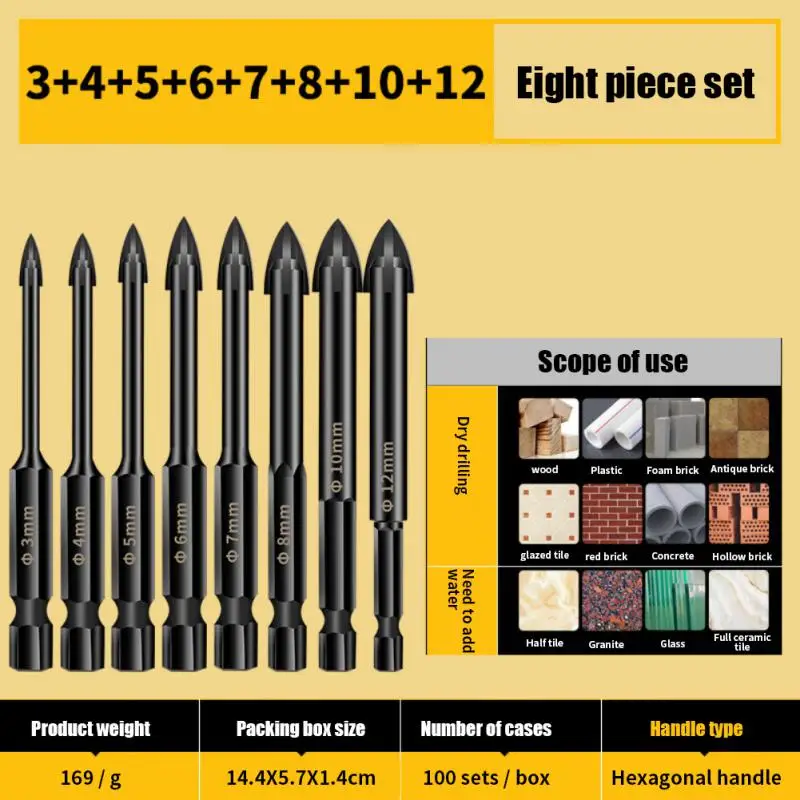 

Tile Drills Triangle Drill Hole Saw Glass Ceramic Concrete Hole Opener Hexagonal Shank Drill Cross Hex Tile Bits Hand Tools
