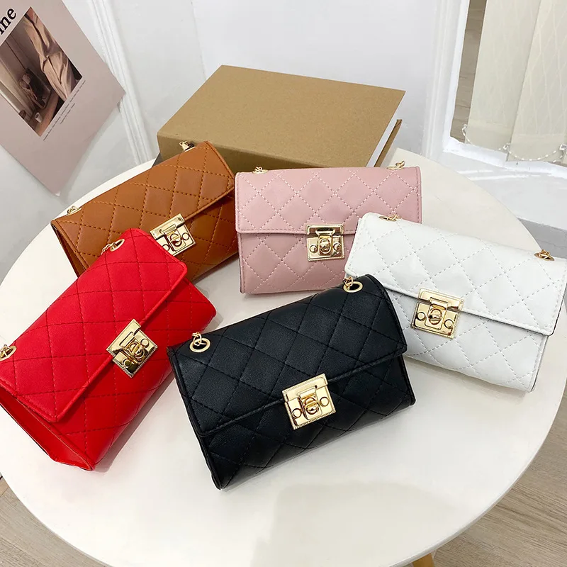 

Fashion Advanced Women's Crossbody Bag New Rhombic Pattern Women's Shoulder Bag Solid Color Chain Handbag Female Luxury Wallet