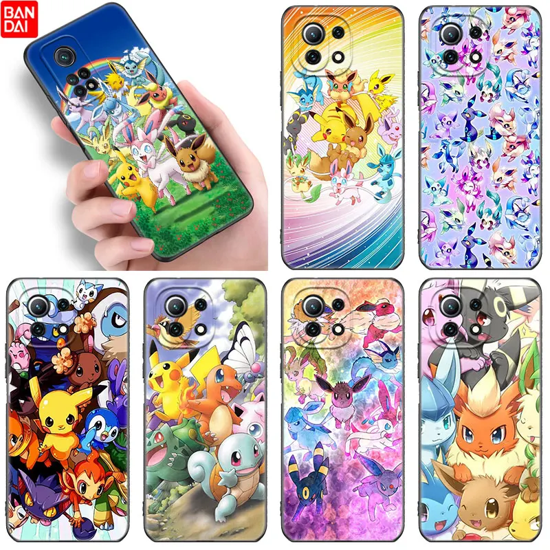 

Anime Cute Pokemon Phone Case For Xiaomi Mi 11 Lite NE 11i 11T A3 A2 A1 10T POCO X3 NFC GT F3 M3 M4 X4 Pro 5G Black Soft Cover