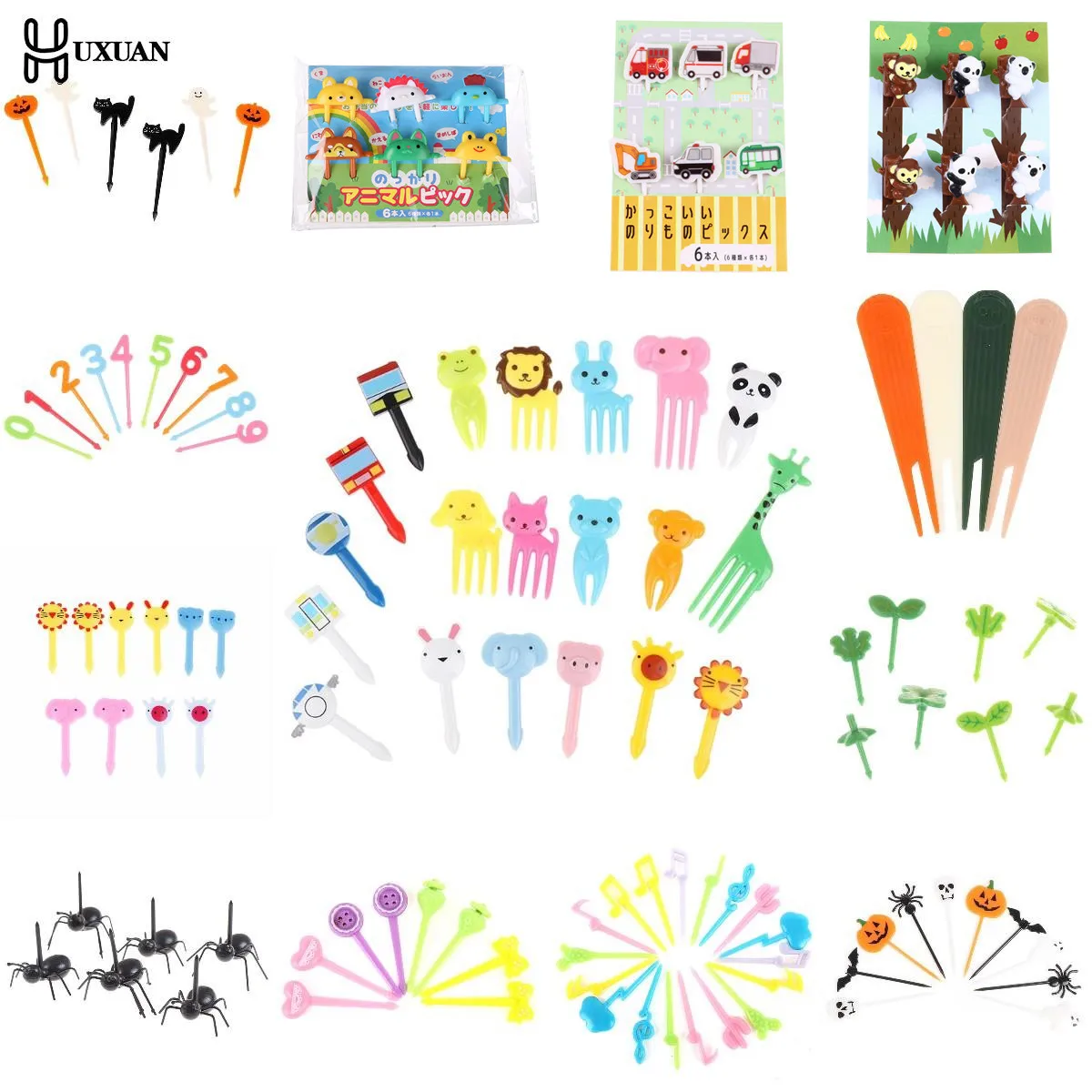 

2-24 шт., миниатюрная Детская ферма для животных, вилка для фруктов с персонажем из мультфильма, закуска пирог десерт, фруктовая зубочистка, ук...