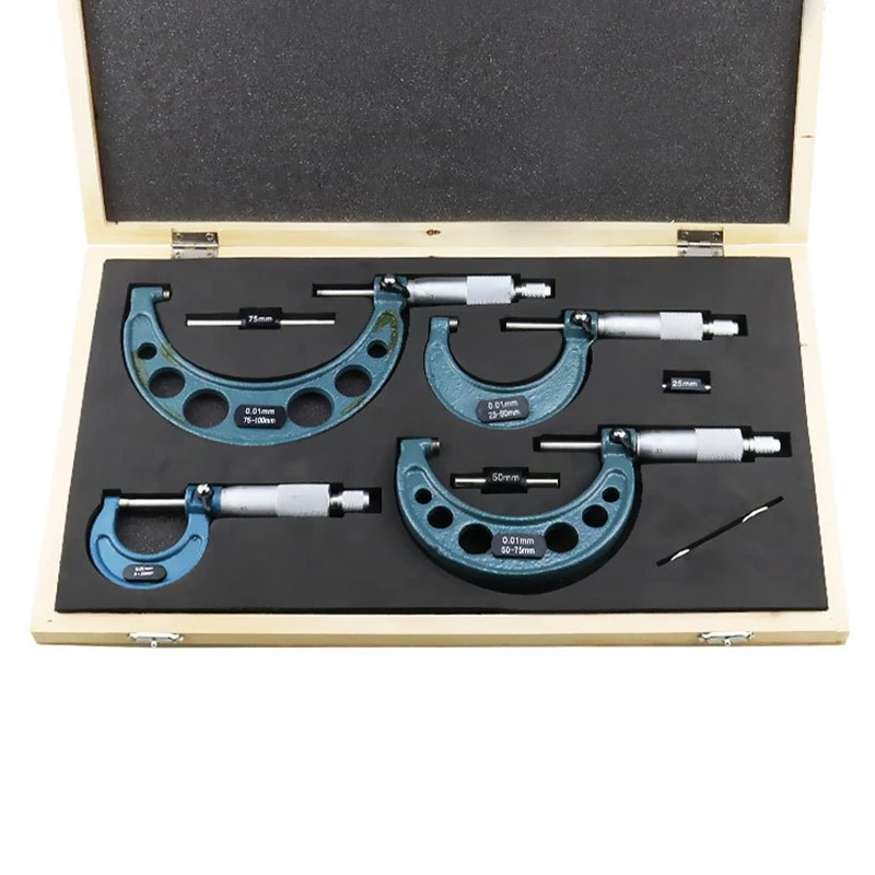 

BEAU-4Pcs 0-100Mm 0.01Mm Metric Gauge Vernier Caliper Outside Micrometers Thickness Gauge Measuring Calipers With Case