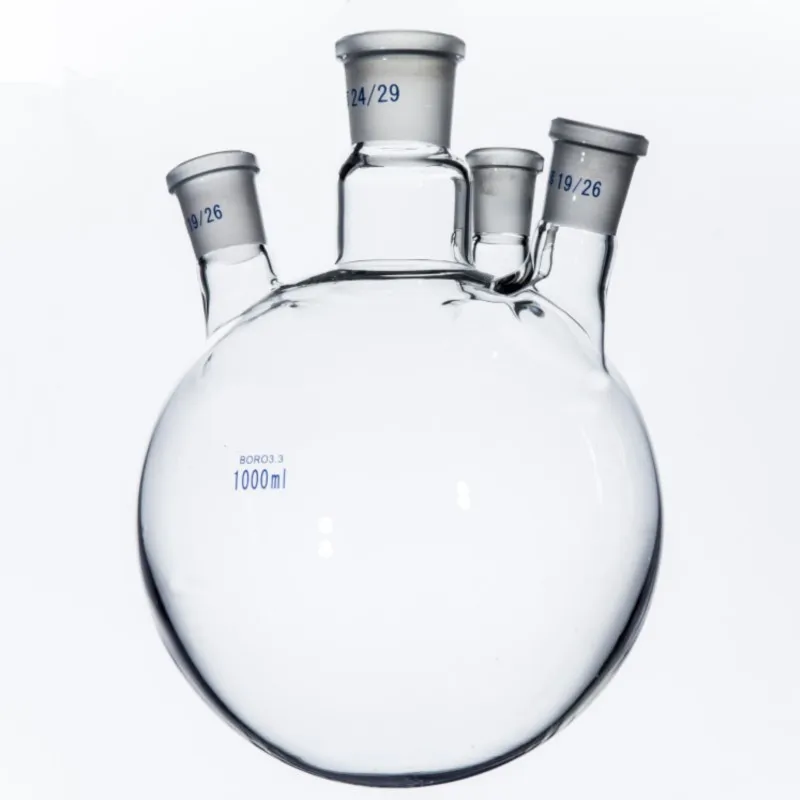 

1000ml,24/29+19/26*3,4-neck,Round bottom Glass flask,Lab Boiling Flasks,Four neck laboratory glassware reactor