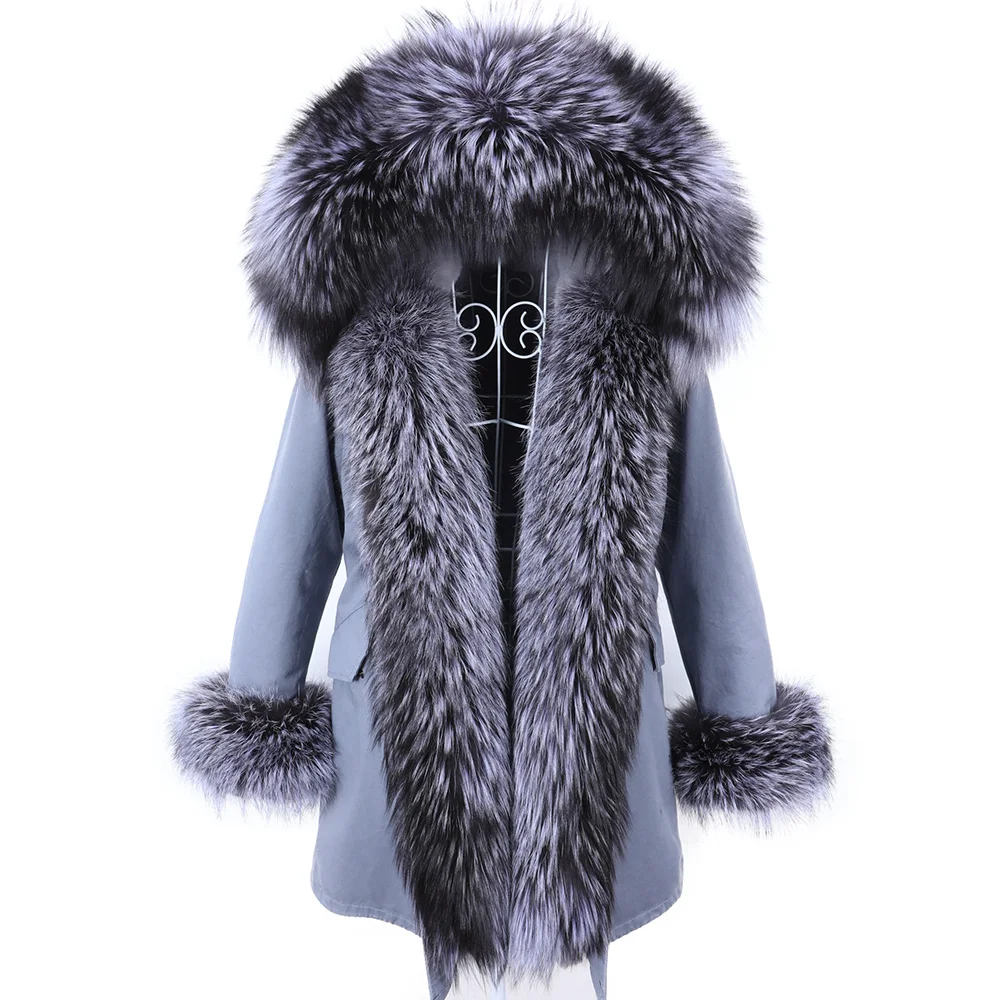 2022 New Black Waterproof Parka Real Fur Coat  Natural Fox Fur Collar  Winter Jacket Women Thick Warm Outerwear Detachable enlarge