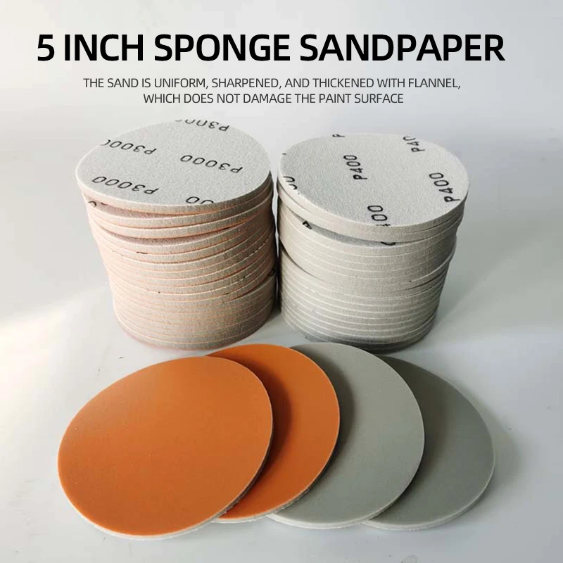 20pcs 5 Inch 125mm Abrasive Hand Sanding Sponge Block Automotive Aluminium Oxide Polishing Sandpaper