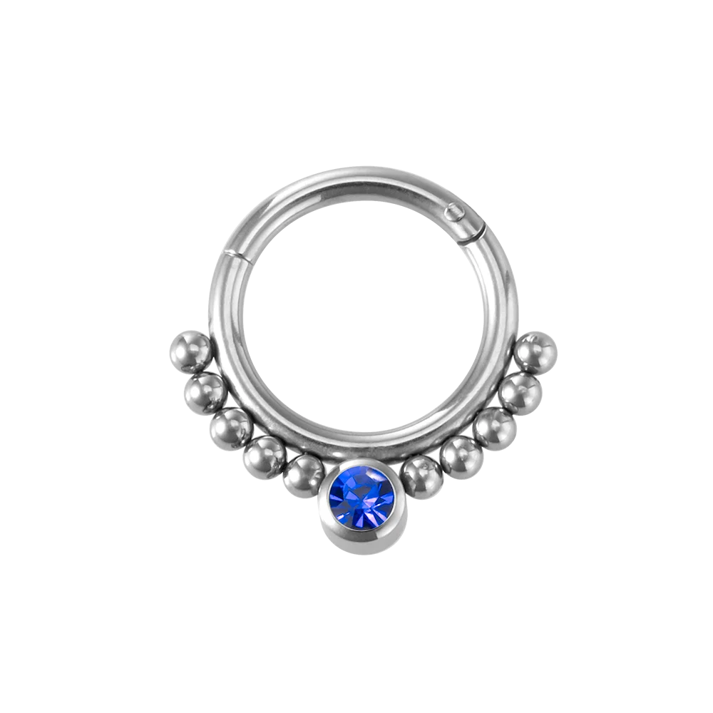 Женское кольцо для бровей из нержавеющей стали с голубым Цирконом