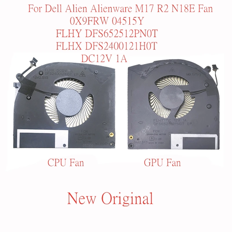 

Новый оригинальный вентилятор охлаждения ЦП для ноутбука Dell Alienware M17 R2 N18E 0X9FRW 04515Y FLHY DFS652512PN0T FLHX DFS2400121H0T DC12V