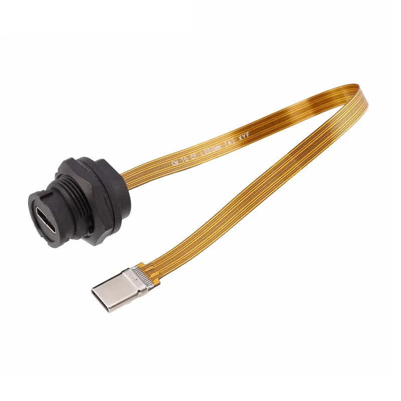 Фото Промышленный водонепроницаемый USB 3.1 разъем IP67/IP68 Type-C с резьбовым быстроразъемным клеммным блоком и защелкивающимся креплением ​ ​ Кабель для передачи данных FPC №2