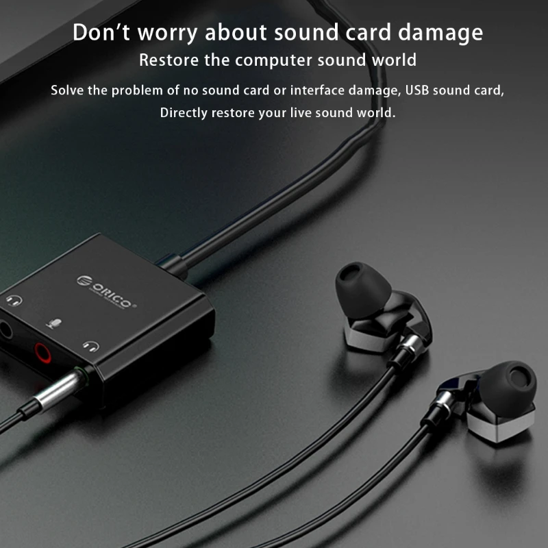 

USB-адаптер Orico со штекером 3,5 мм для наушников и микрофона