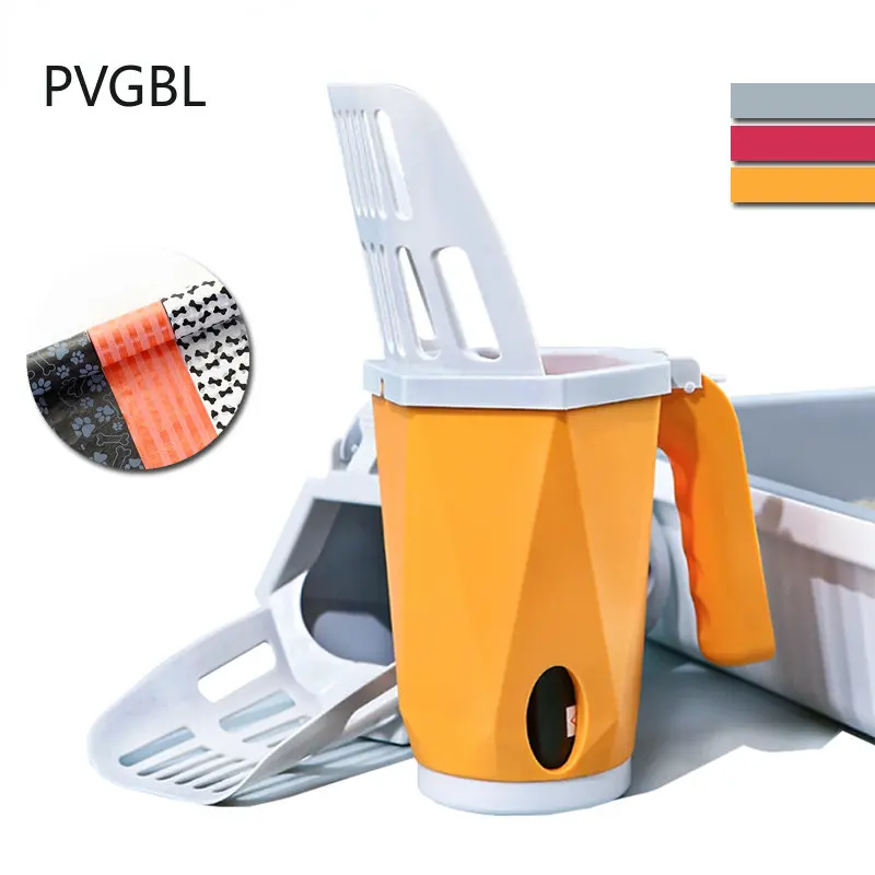 

Cat Litter Scoop Integrated Detachable Deep Cat Litter Shovel with Built in Bag Holder,Cat Toilet Clean Tool with 15 Poop Bags