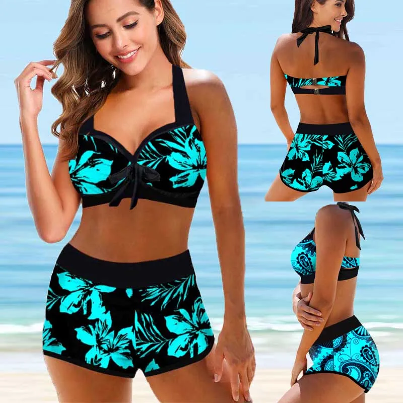 Women Beachwear Swim Bikinis Swimwear Bathing Suit Two Pieces Bikini Set Swimsuits Printed Beach Summer Swimdress Plus Size