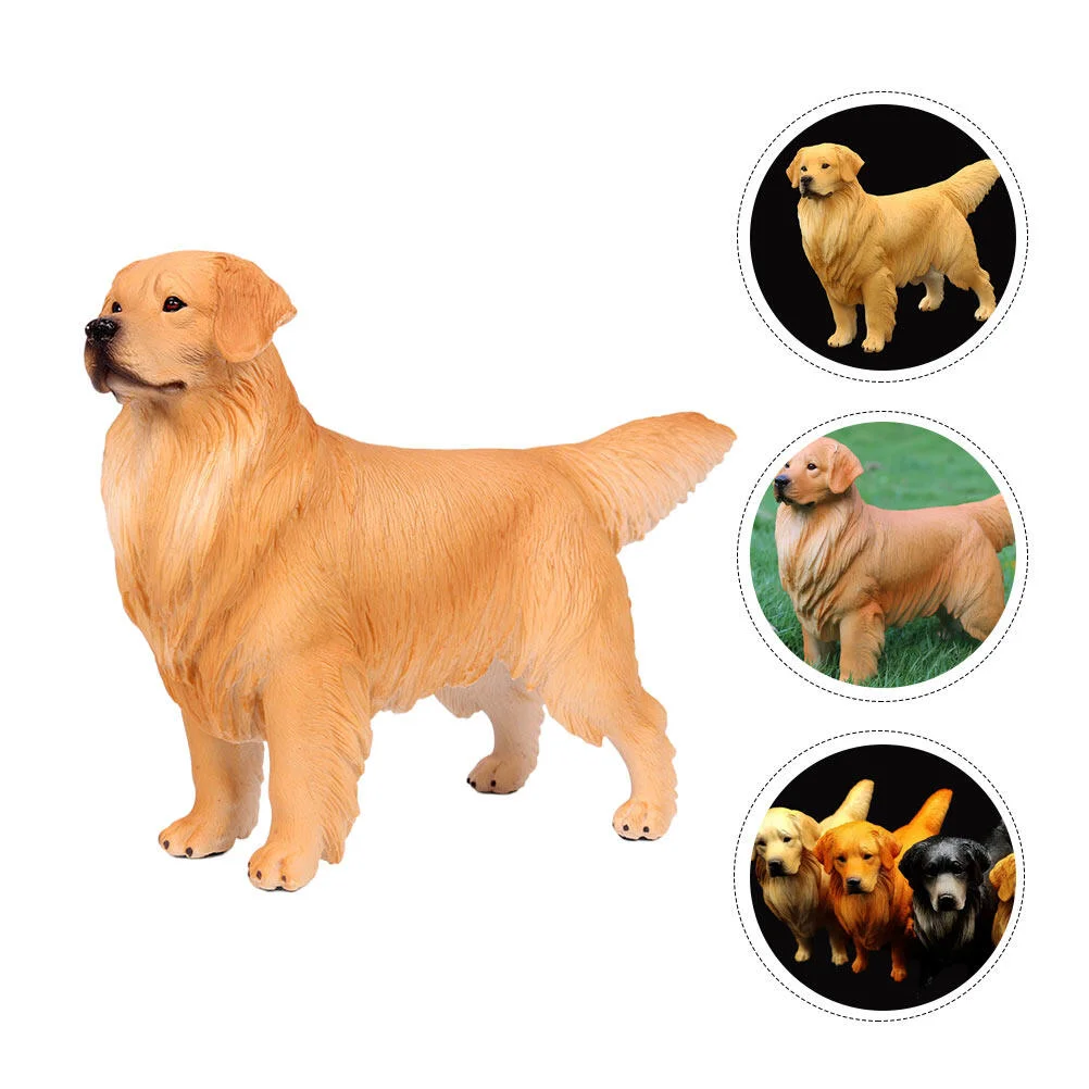 

Golden Retriever Ornament Decorative Animal Statues Desk Toys Realistic Model Cake