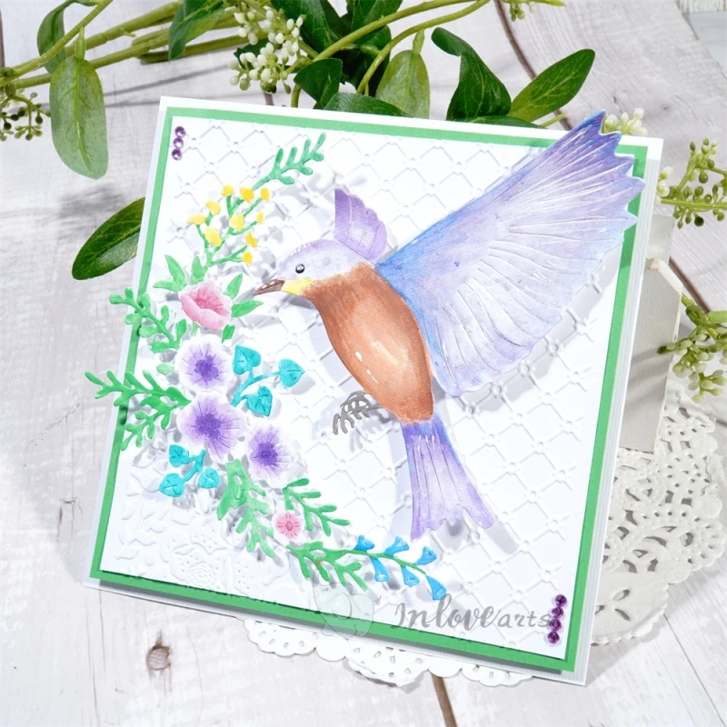 Пластиковая пресс-форма для скрапбукинга с мотивами цветов и птиц