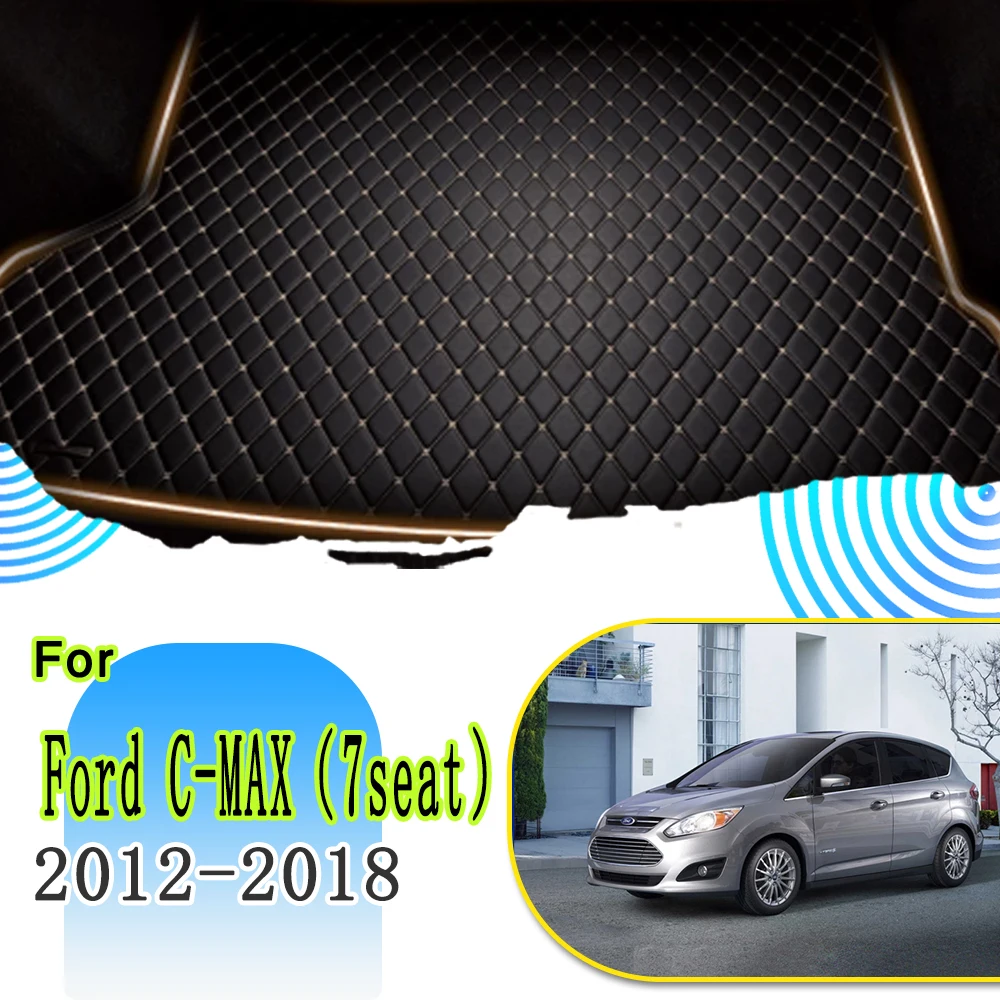 Кожаные автомобильные коврики для заднего багажника Ford C-Max 2012 ~ 2018 7-местные