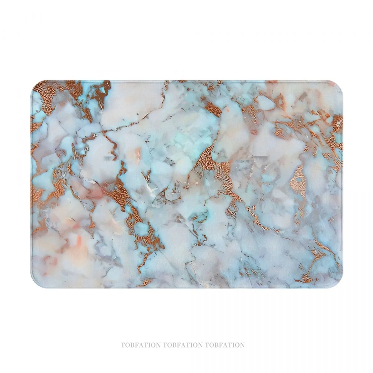 

Non-slip Doormat Copper Veins On Light Blue Faux Marble Bath Bedroom Mat Prayer Carpet Home Pattern Decor