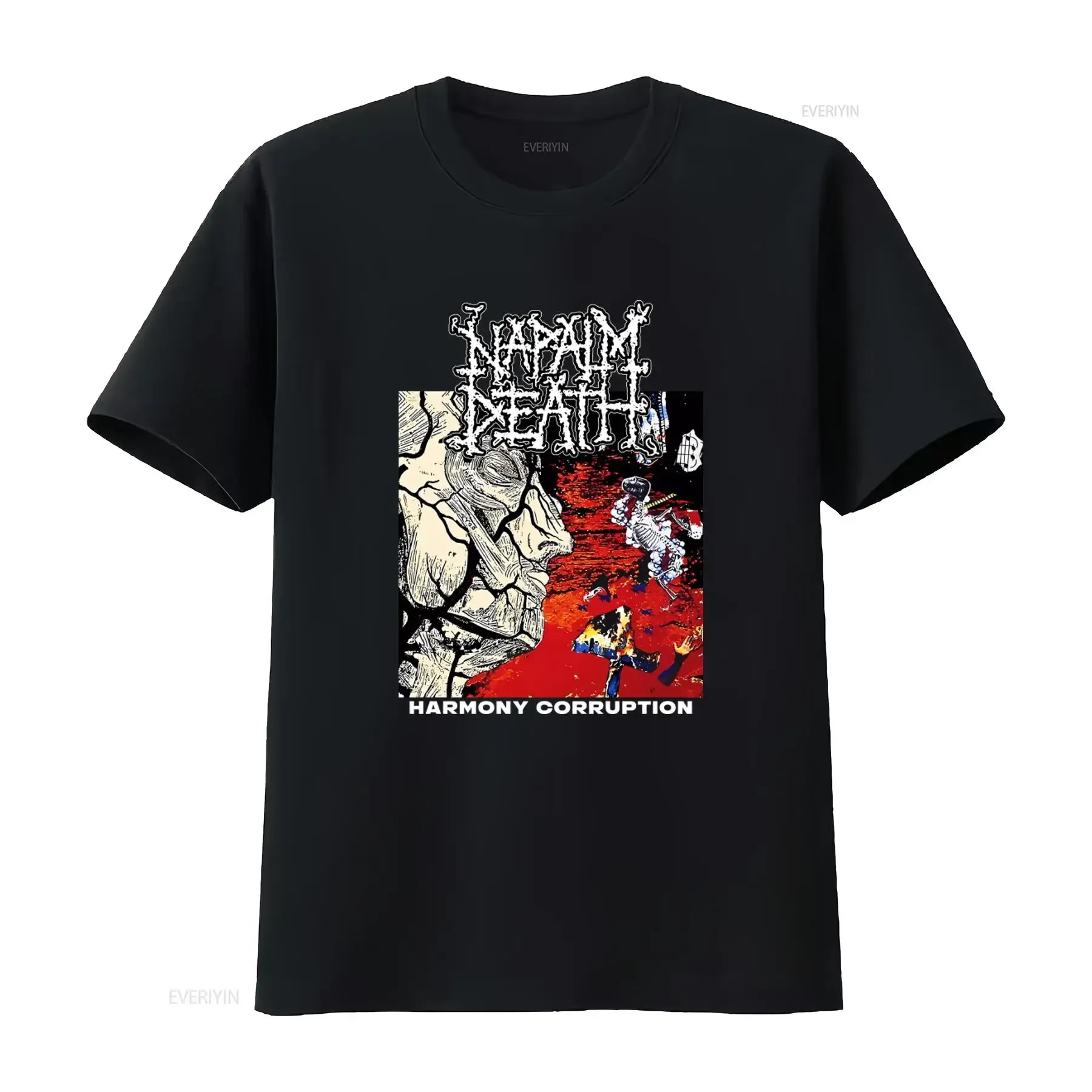 Фото Футболка Napalm Death Harmony Corruption в стиле хэви-метал/панк-рок для американских фанатов, винтажная, с эффектом потертости, комфортная, эластичная, мужская. №1