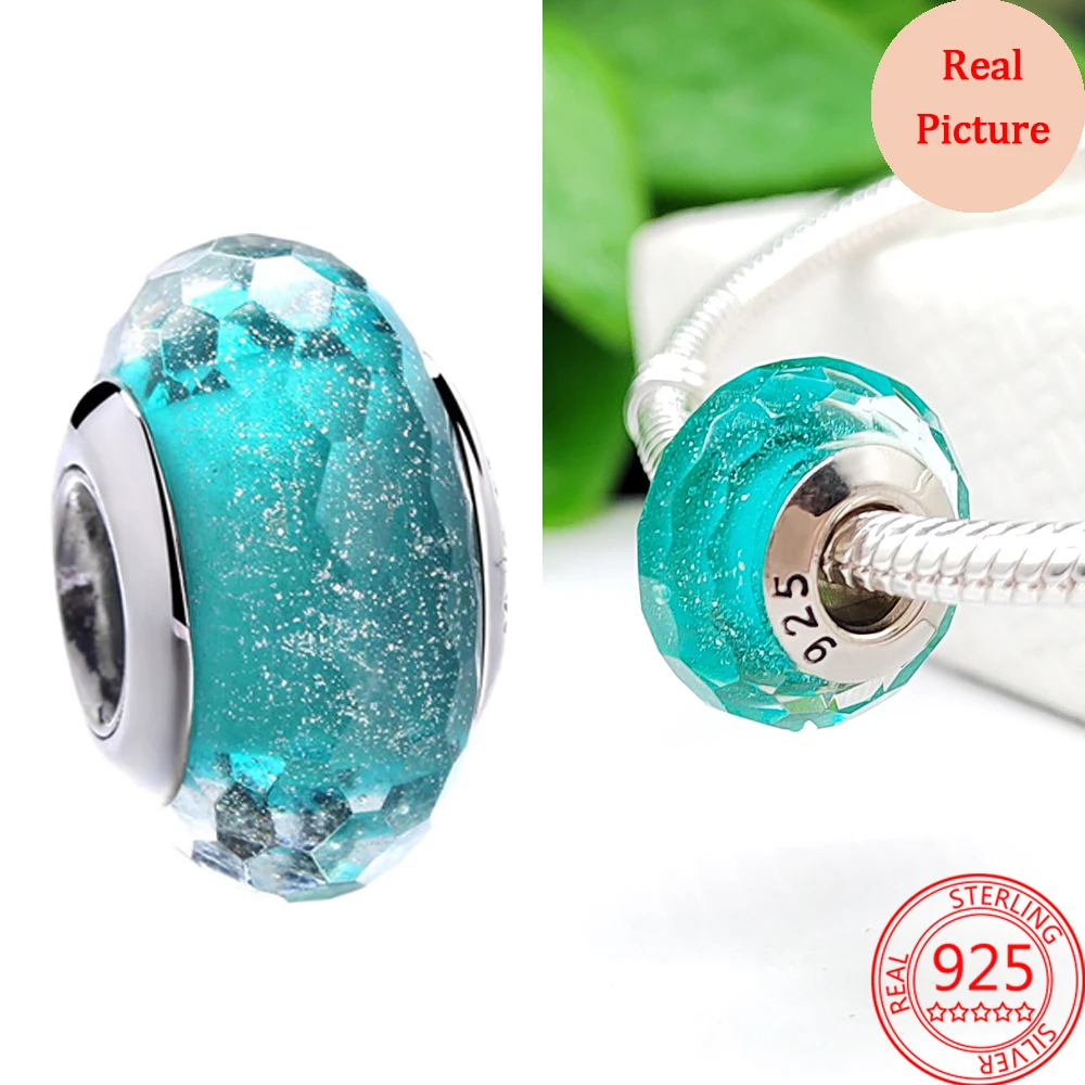 Очаровательные волнистые бусины из муранского стекла цвета голубого океана