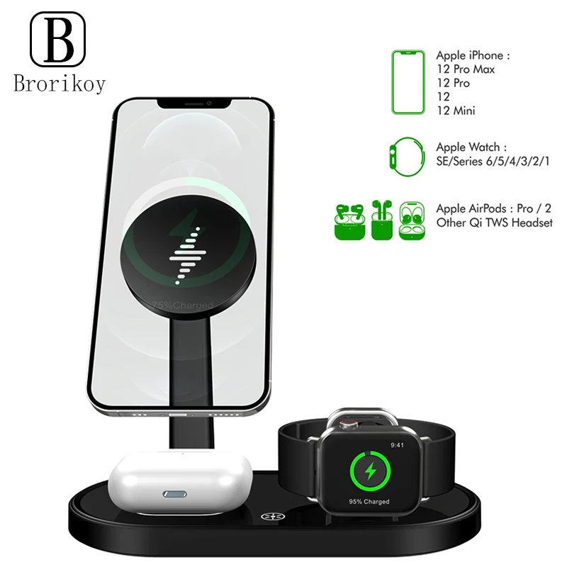 

15W Magnetic 4In1 Fast Wireless Charger Dock For IPhone 13 12 Pro Max Induction Fast Charging Station For iWatch 7 6 5 4 AirPods