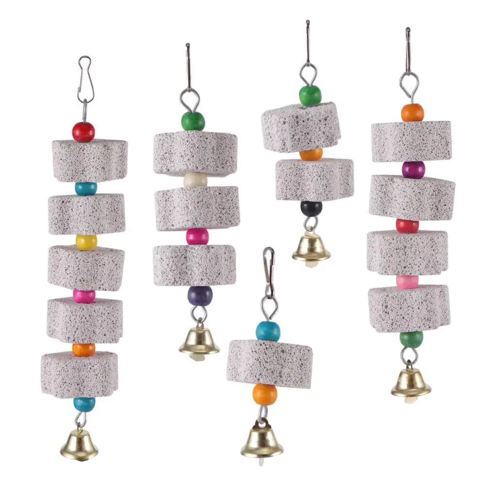 

Stone Mineral for Ornament Parrot Pet Supplies Bird Cage Toy Grinding Stone Flower Shape Chew Bite Hang Style Parakeet Toy 1Pc