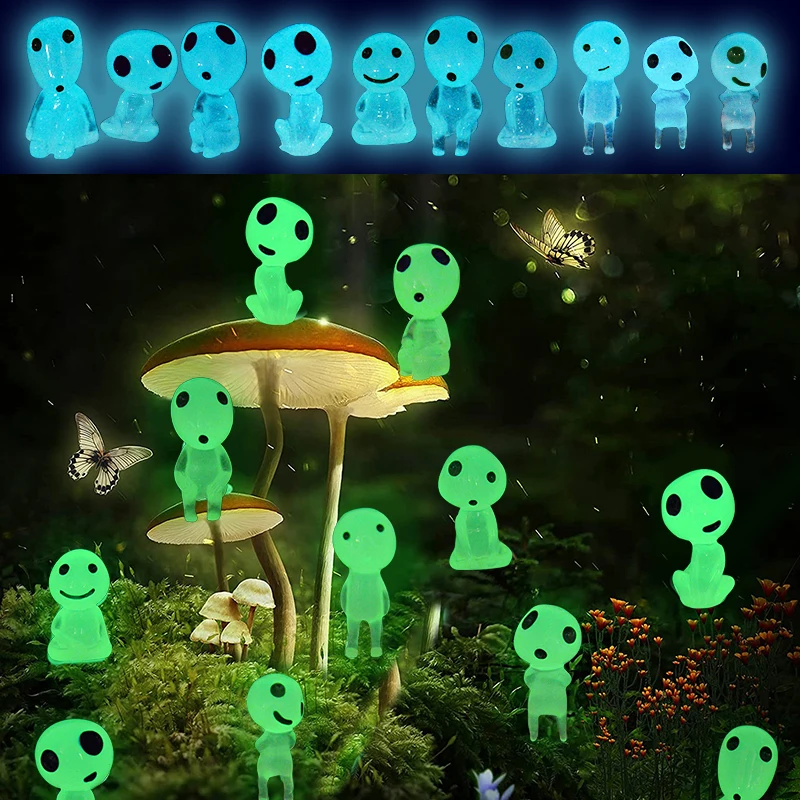 

5/10pcs Luminous Tree Elf Ornament Micro Landscape Decoration Alien Glow In Dark Ghost Kit for Garden Fish Tank Fairy Decor Prop