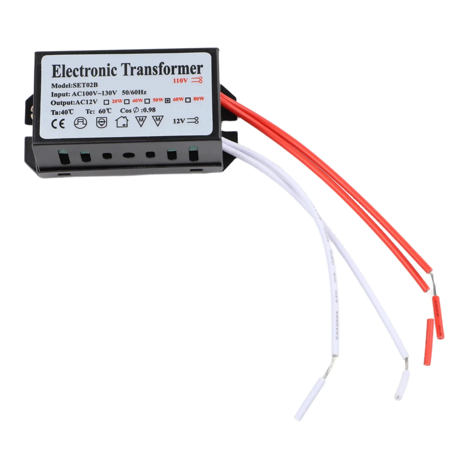 Фото Электронный трансформатор SET01B с входом AC110V-130V и выходом AC12V для драйверов галогенных, ксеноновых и светодиодных ламп, мощность 60W, 120W, 160W на выбор. №1