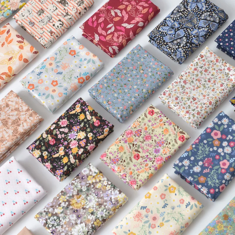 50x140cm Poplin Cotton Fabric Floral Clothing Summer Light Printing Dyeing Patchwork DIY Handmade Cloth By the Meter