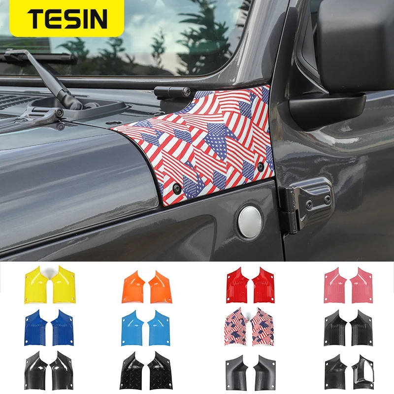 

TESIN, автомобильный капот двигателя, угловая обмотка, наклейки для Jeep Wrangler JL Gladiator JT 2018 2019 2020 2021 2022, внешние аксессуары