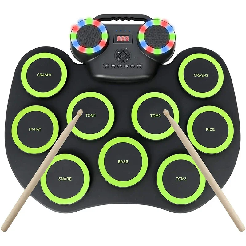 WERSI портативный электронный барабан ручной работы мигающий свет Bluetooth встроенный