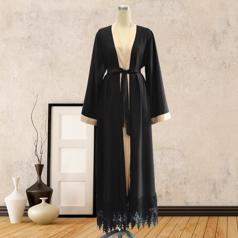 New Pakistan Saudi Women's Dress Cardigan Robe Lace Tunic Islamic Muslim Fashion Tunique Femme Musulman Turkey Store