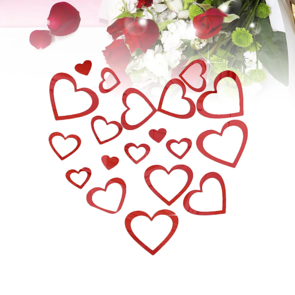 

20 Pcs Heart Decor Mirror Acrylic Sticker Decorate Heart Acrylic Mirror Valentine Acrylic Mirror Sheet