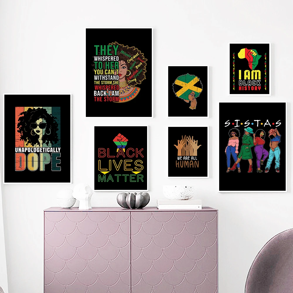 

Retro Black Girls Canvas Prints Sisters Melanin Human Pride Black Culture Poster Wall Painting Modern Art Home Decor Living Room
