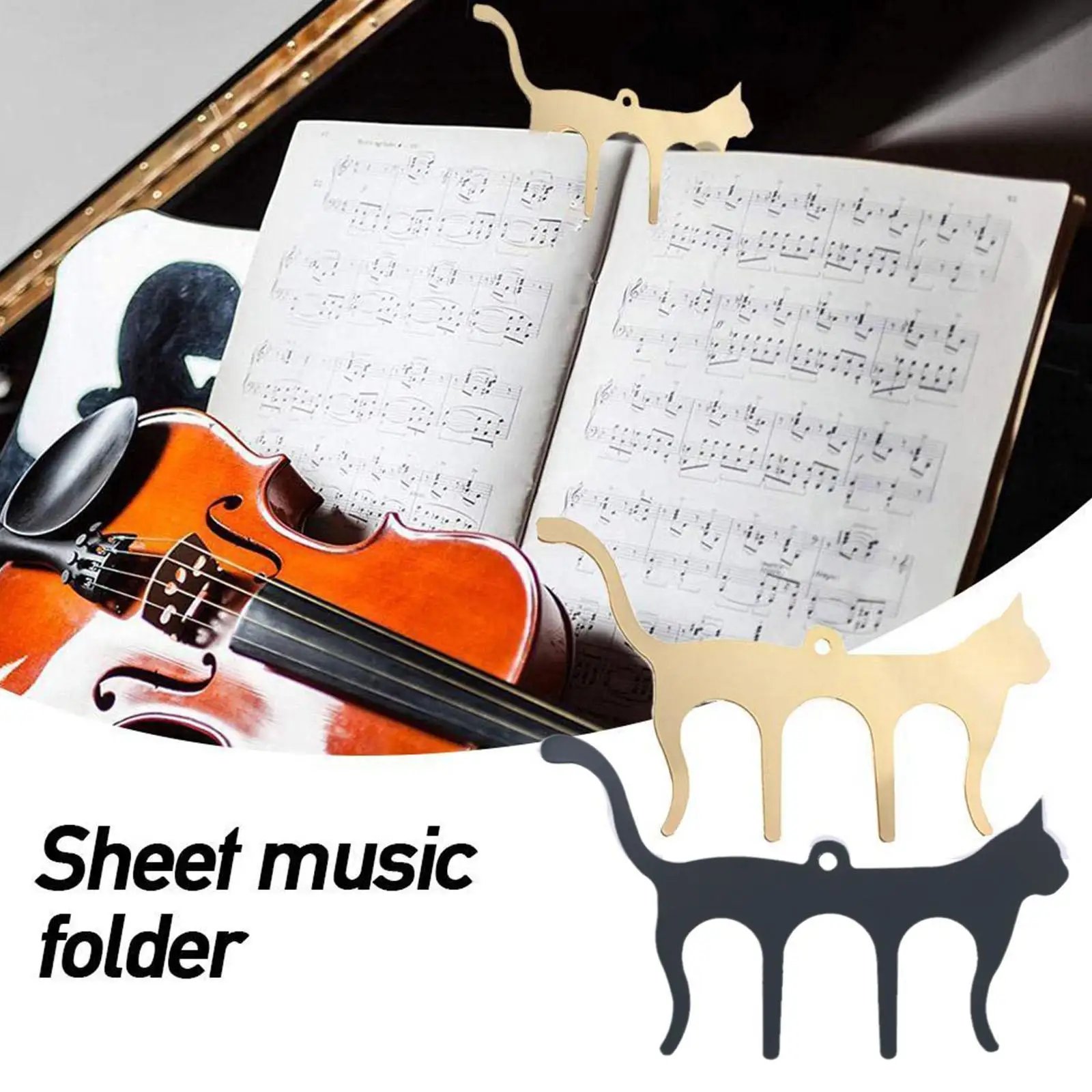 

Music Folder Metal Cat Shaped Music Clip Bookmark Tabs Paper Note Piano Music Clamp Clips Stationery Page Book Holder R9N9
