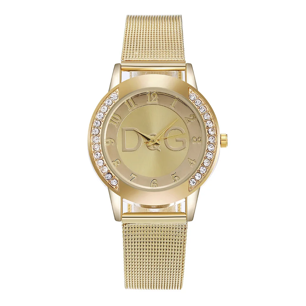 

Часы DQG женские кварцевые, модные брендовые водонепроницаемые с двойными рядами алмазов, из золотого сплава, арабские цифровые наручные час...