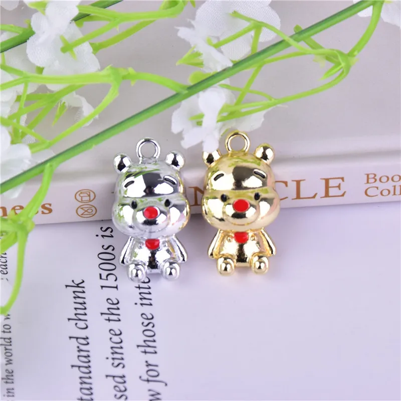 Металлические подвески в виде медведя 10 цветов 17 х30 мм