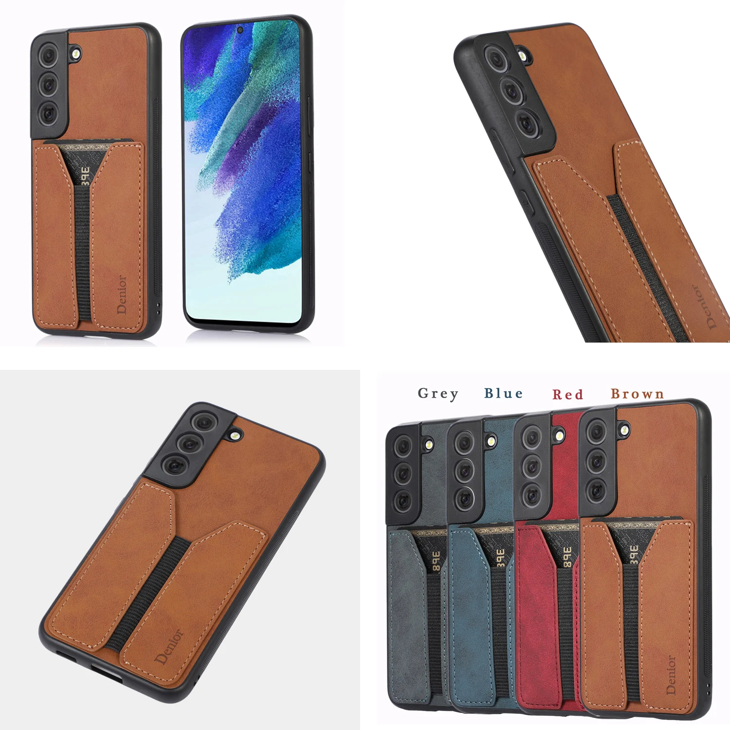 Note20 Elastic Card Slot Back Cases For Samsung Galaxy S22 S21 S10 S20+ Note 9 10 Plus Note 20 Ultra Note10 Pu Leather Cover