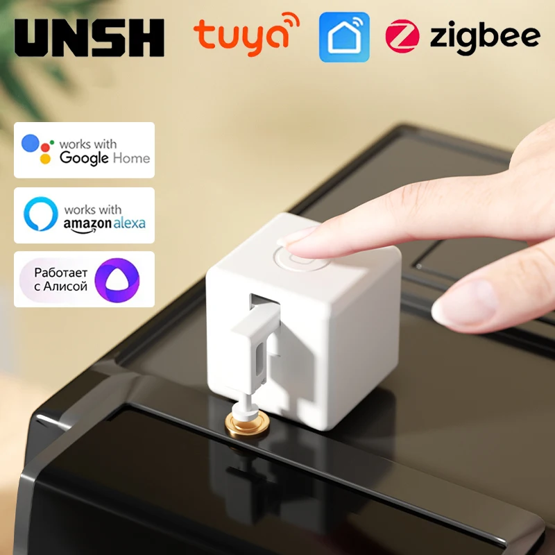 Tuya Zigbee Smart Fingerbot Plus Switch Button Pusher Touch Arms Fingerbot Smart Life Control Work with Alexa Google Home Alice