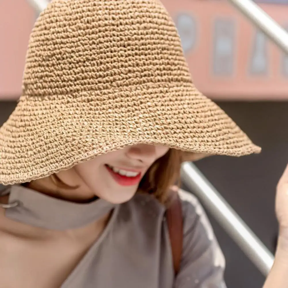 

Trendy Beach Hat Washable Sunshade Women Hat Good-looking Straw Hat
