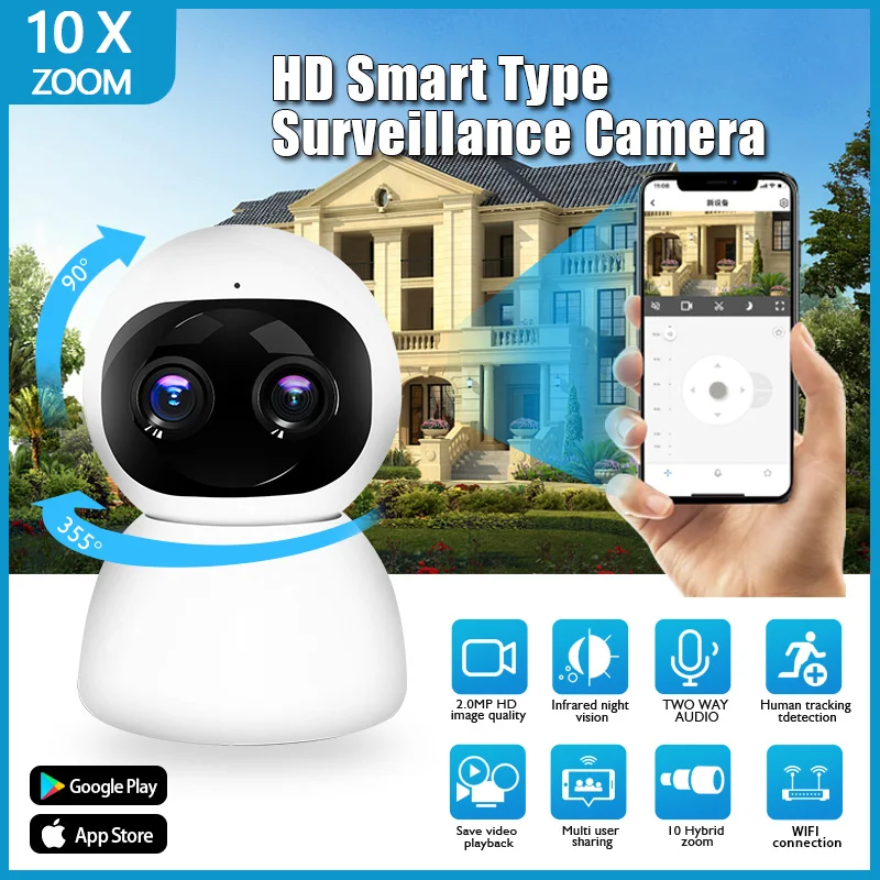 

Камера видеонаблюдения, 1080P, Wi-Fi, 10х зум, ночное видение