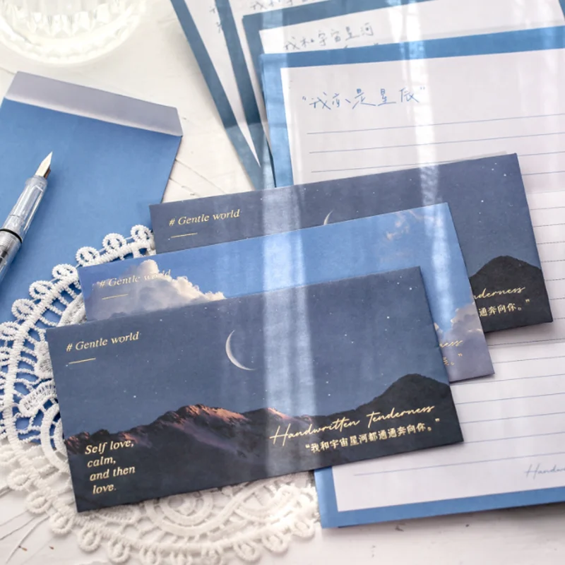 

6 Pcs/set Sea Of Stars Paper Envelopes For Letters Mailers Set Letter Envelope For Wedding Invitation Gift Postcards Stationery