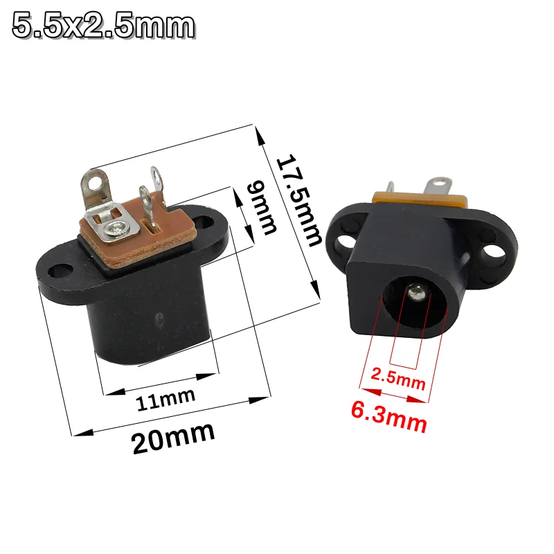 

10 шт. DC017 5,5x2,1 мм/5,5x2,5 мм с отверстиями под ушные винты, вертикальный 180-градусный 3-контактный силовой разъём с медной сердцевиной DC053 5,5x2,1/5,5x2,5 мм.
