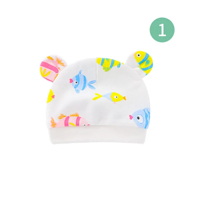 Free Shipping Newborn Baby Hats Soft Breathable Cotton Caps Cute Ears Caps Baby Hats Beanies Baby Accessories Newborn 6