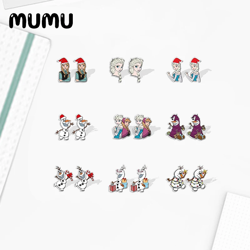 

2022 новые рождественские серьги-гвоздики принцессы Эльзы Анны Олаф эпоксидная смола акриловые серьги ручной работы подарки поклонникам