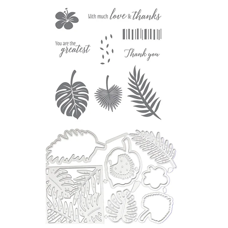 

Leaf Clear Stamps and Cutting Dies DIY Scrapbooking Paper Decor Making Embossing Frame Card Craft Cutting Templates New