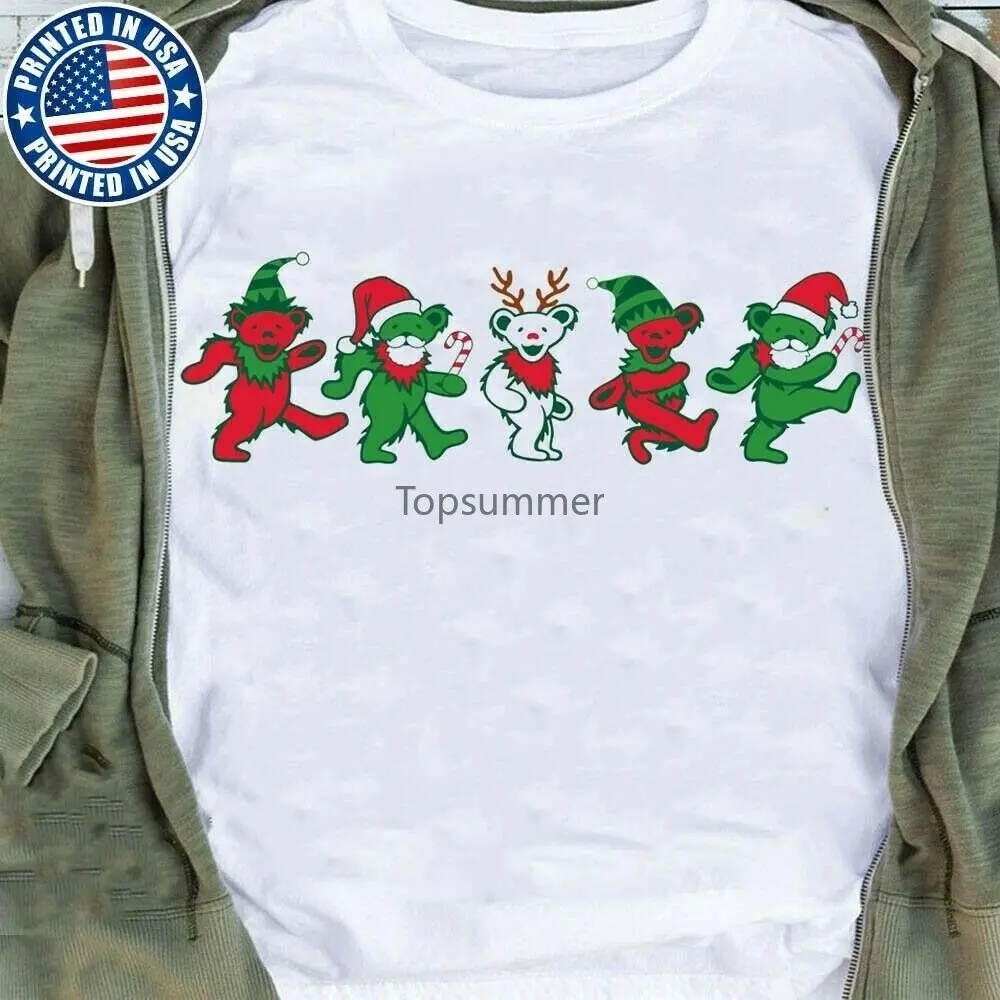 

Funny Christmas Grateful Dead Bears Choice Friends T-Shirt White Cotton S-3Xl